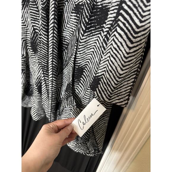 Caleoas Art to Wear Sweater Cardigan stretch geometric plus 3x swing pocket - Picture 4 of 12